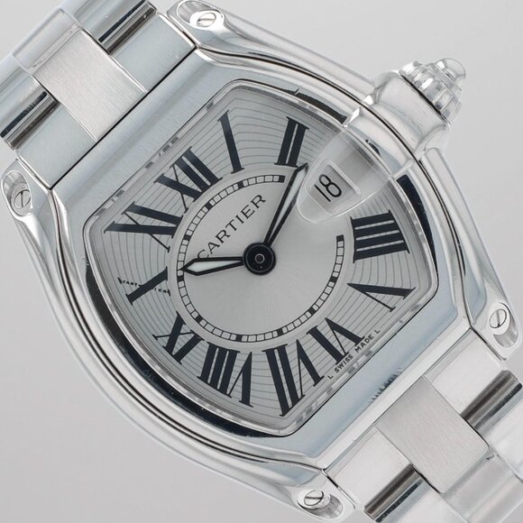 Cartier Roadster Quartz Stainless 31mm Silver Sunburst Guilloché Watch 2675 main image 11